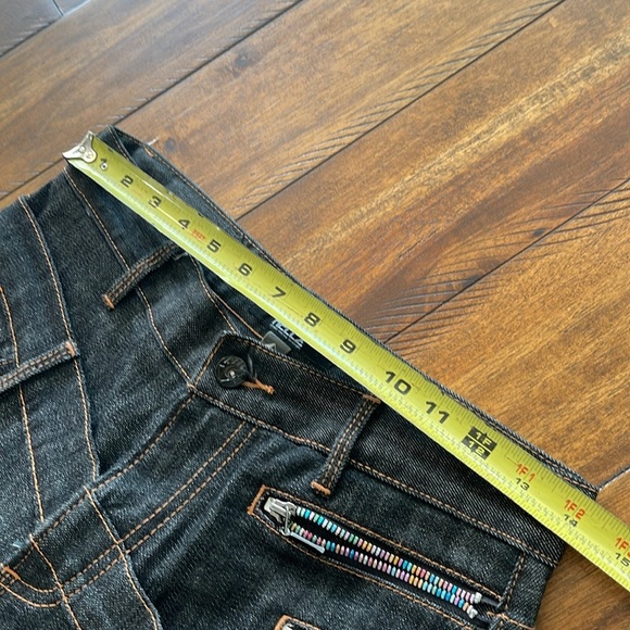 Hellz double waistband black denim jeans sz 25 edgy streetwear high rise waisted - Picture 13 of 17